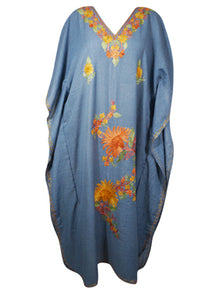  Womens Loose Kaftan Blue Luxury Embroidered Caftan L-2XL