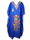 Women's Kaftan Maxi Dress Navy Blue Embroidered Caftans L-2XL