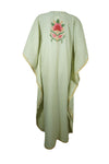 Women's Kaftan Maxi Dress Green Embroidered Caftans L-2XL