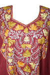 Boho Leisure Wear Maxi Kaftan Muumuu Red Embroidered Caftan Dress L-2XL