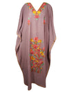 Womens Kaftan Maxi Dress Heather Purple Embroidered Kaftan  L-2XL