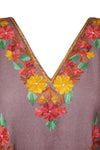 Womens Kaftan Maxi Dress Heather Purple Embroidered Kaftan  L-2XL