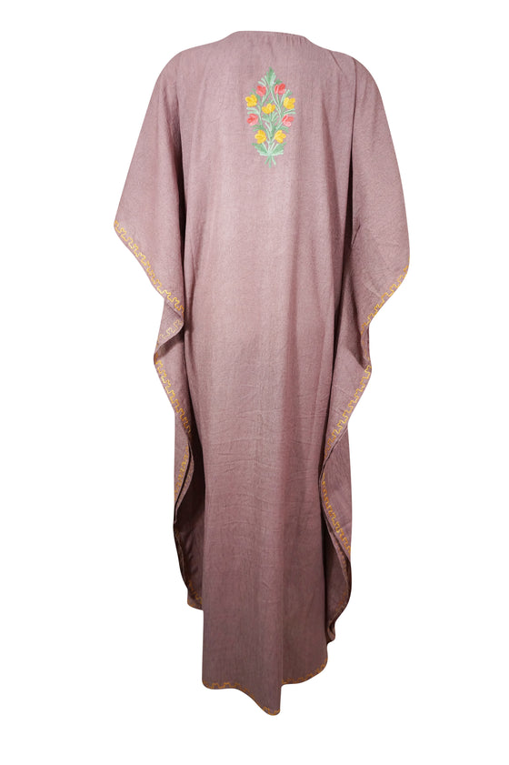 Womens Kaftan Maxi Dress Heather Purple Embroidered Kaftan  L-2XL