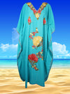 Womens Travel Maxi Dresses, Sky Blue Embroidered Caftan L-2XL