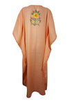 Womens  Kashmiri Kaftan Coral Peach Floral Embroidery Caftan L-2XL