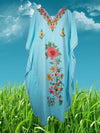 Womens Kaftan Maxidress Arctic Blue Embroidered Caftan L-2XL