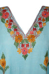 Womens Kaftan Maxidress Arctic Blue Embroidered Caftan L-2XL