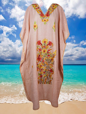Womens Loose Kaftan Mauvelous Pink Embroidered Caftan L-2XL