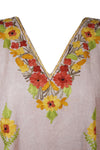 Womens Loose Kaftan Mauvelous Pink Embroidered Caftan L-2XL