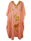 Womens Embroidered Kashmiri Kaftan Peach Floral Caftan  L-XL