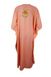 Womens Embroidered Kashmiri Kaftan Peach Floral Caftan  L-XL