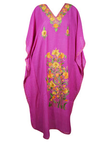  Womens Loose Kaftan Pink Embroidered Caftan L-2XL