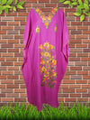 Womens Loose Kaftan Pink Embroidered Caftan L-2XL