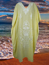 Women's Kaftan, Lemon Embroidered Boho Caftans  L-2XL