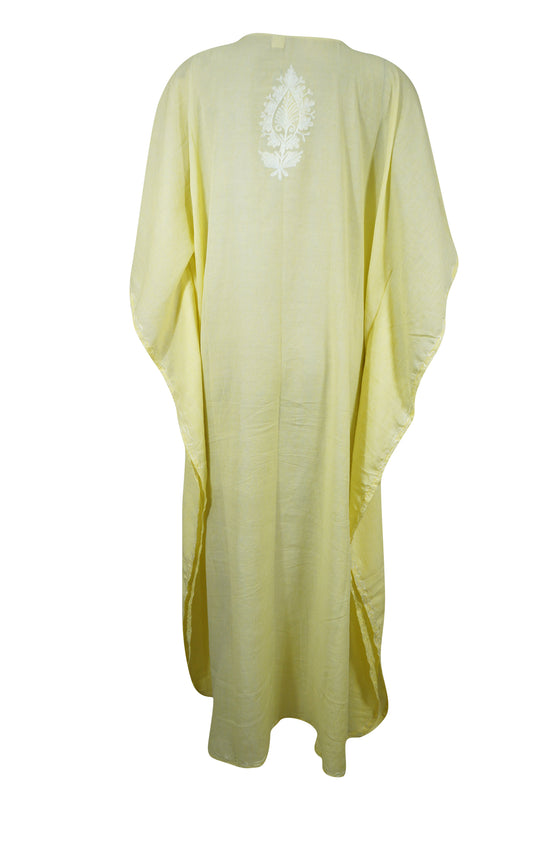 Women's Kaftan, Lemon Embroidered Boho Caftans  L-2XL