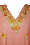 Kaftan for Women Coral Peach Floral Embroidered Caftan L-2XL