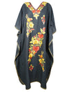 Women Maxi kaftan dress embroidered Jade Black Caftan L-2XL