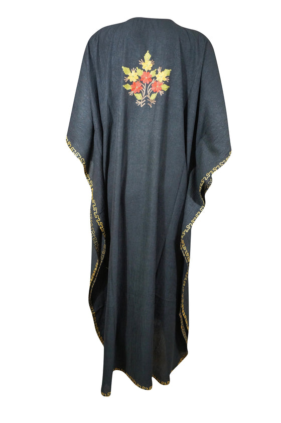 Women Maxi kaftan dress embroidered Jade Black Caftan L-2XL