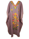 Women's Kaftan, Mauve Purple Embroidered Caftans L-2XL