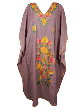 Women's Kaftan Mauve Purple Embroidered Caftans L-2XL