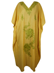  Womens Kaftan Yellow Embroidered Caftan L-2XL