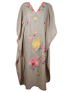 Women's Kaftan Mauve Purple Cotton Embroidered Caftans L-2XL