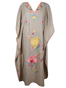  Women's Kaftan Mauve Purple Cotton Embroidered Caftans L-2XL