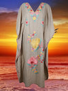 Women's Kaftan Mauve Purple Cotton Embroidered Beach Caftans L-2XL