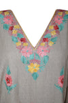 Women's Kaftan Mauve Purple Cotton Embroidered Beach Caftans L-2XL