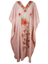 Womens pink Floral Embroidery Caftan  L-2XL
