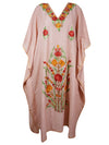 Womens Lemonade Pink Floral Embroidery Caftan  L-2XL