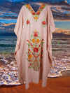 Womens Lemonade Pink Floral Embroidery Caftan  L-2XL