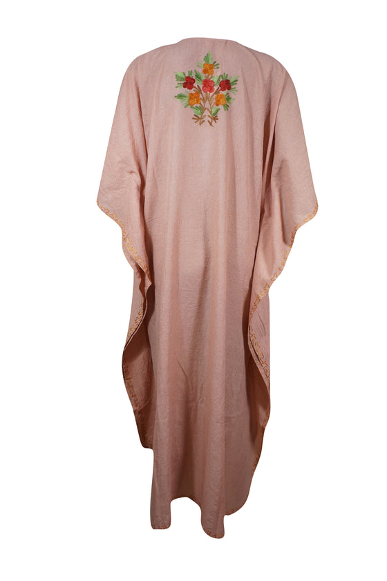 Womens Lemonade Pink Floral Embroidery Caftan  L-2XL