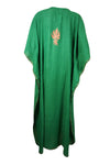 Women's Kaftan Maxi Dress Green Embroidered Beach Coverup Caftan L-2XL