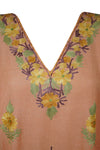 Women Evening  Embroidered Soft Coral Peach Kaftan Dress  L-2XL