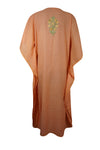 Women Evening  Embroidered Soft Coral Peach Kaftan Dress  L-2XL