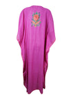 Pink Kaftan Maxi Dress, Womens Resort Wear, Embroidered Dress L-2XL