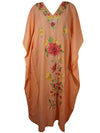 Women Kimono Kaftan Embroidered Peach Kaftan Maxi Dress L-2XL