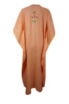 Women Kimono Kaftan Embroidered Peach Kaftan Maxi Dress L-2XL