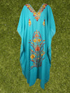 Blue Kaftan Muumuu dress, Floral embroidered caftan L-3X