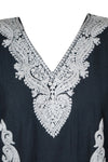 Women Evening Embroidered Long Black Kaftan Dress L-2XL