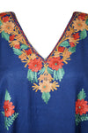 Women maxi dress, Royal blue Embroidered Evening Caftan L-2XL