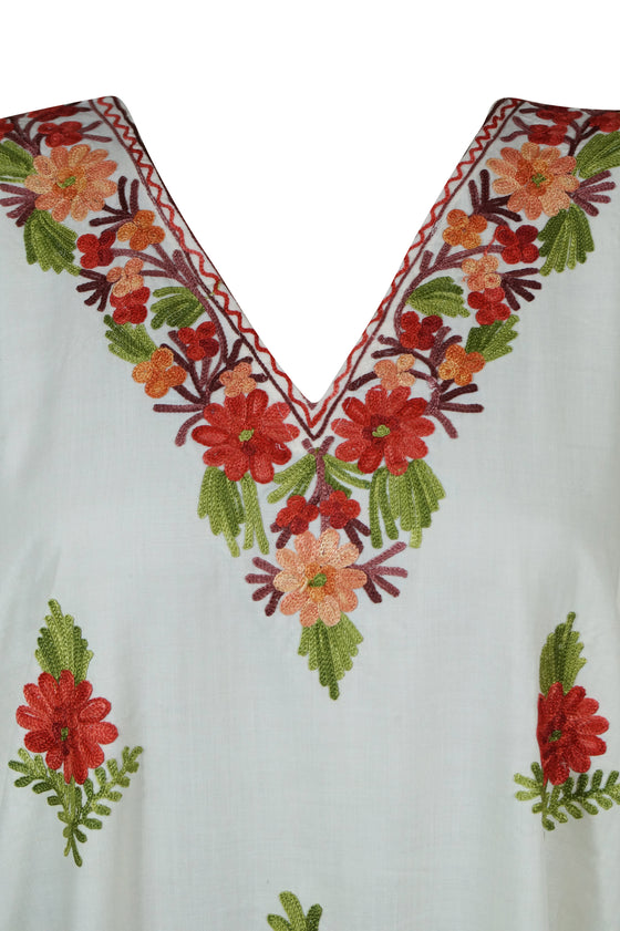White kaftan dress for women Embroidered Dress Caftan M-XL