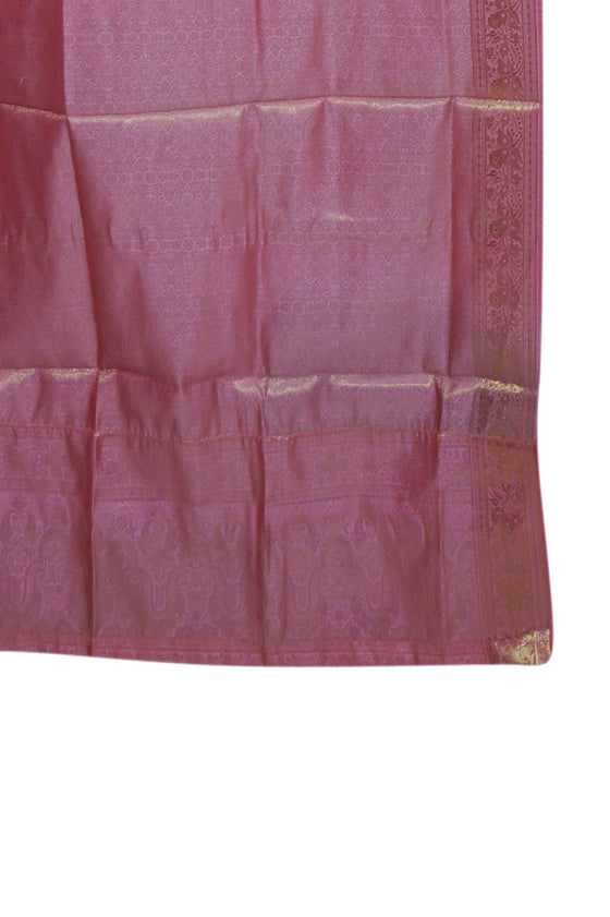 Pair of Indian Pink Sherbet Gold Sari Curtains – Elegant Rod Pocket Drapes for Boho Home 96