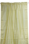 Pair of Indian Sari Curtains – Gold Cream Drape Panels, Handmade Bed Canopy Curtains