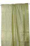 Pair of Indian Sari Curtains – Ivory Gold Handmade Bed Canopy & Window Drapes