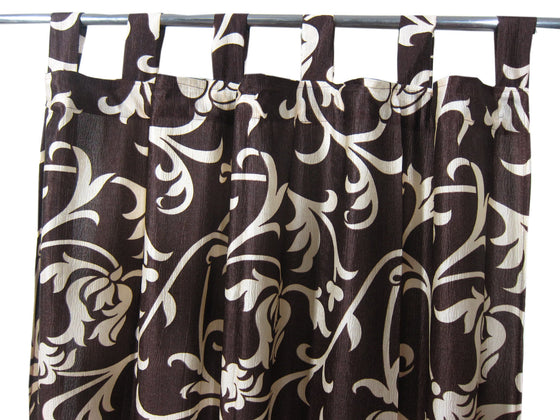 Textured Boho Curtain Pair – Coffee Brown Tab Top Drapes for Cozy Bedroom Décor