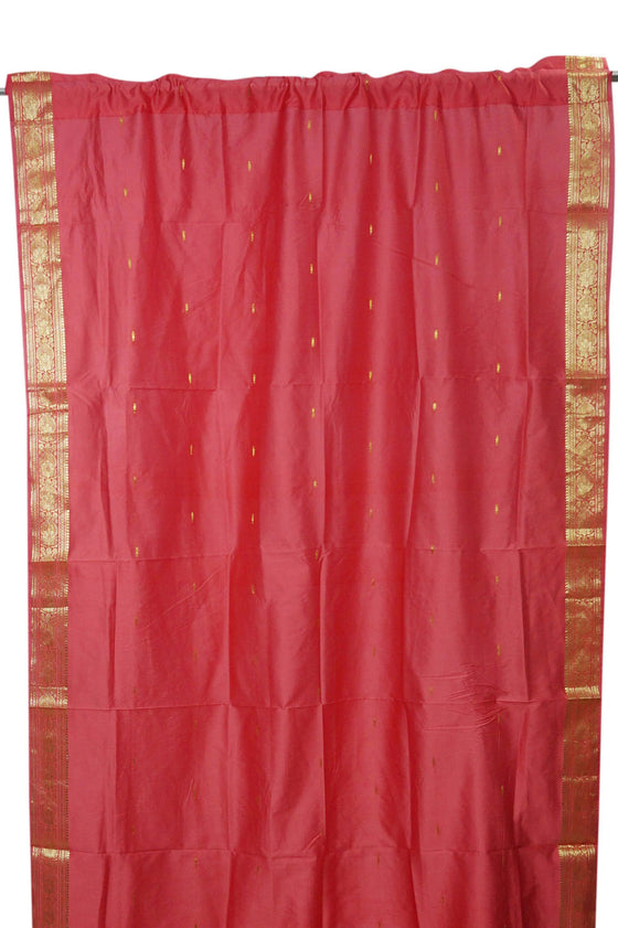 2 Pink Sari Curtains – Rod Pocket Drapes, Handmade Window Treatment Panels