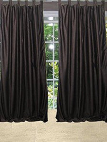  Pair of Sari Curtains Brown Window Drapes Panels, 84