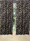 Brown Leaf Scroll Curtain Window Panels Tab Tops